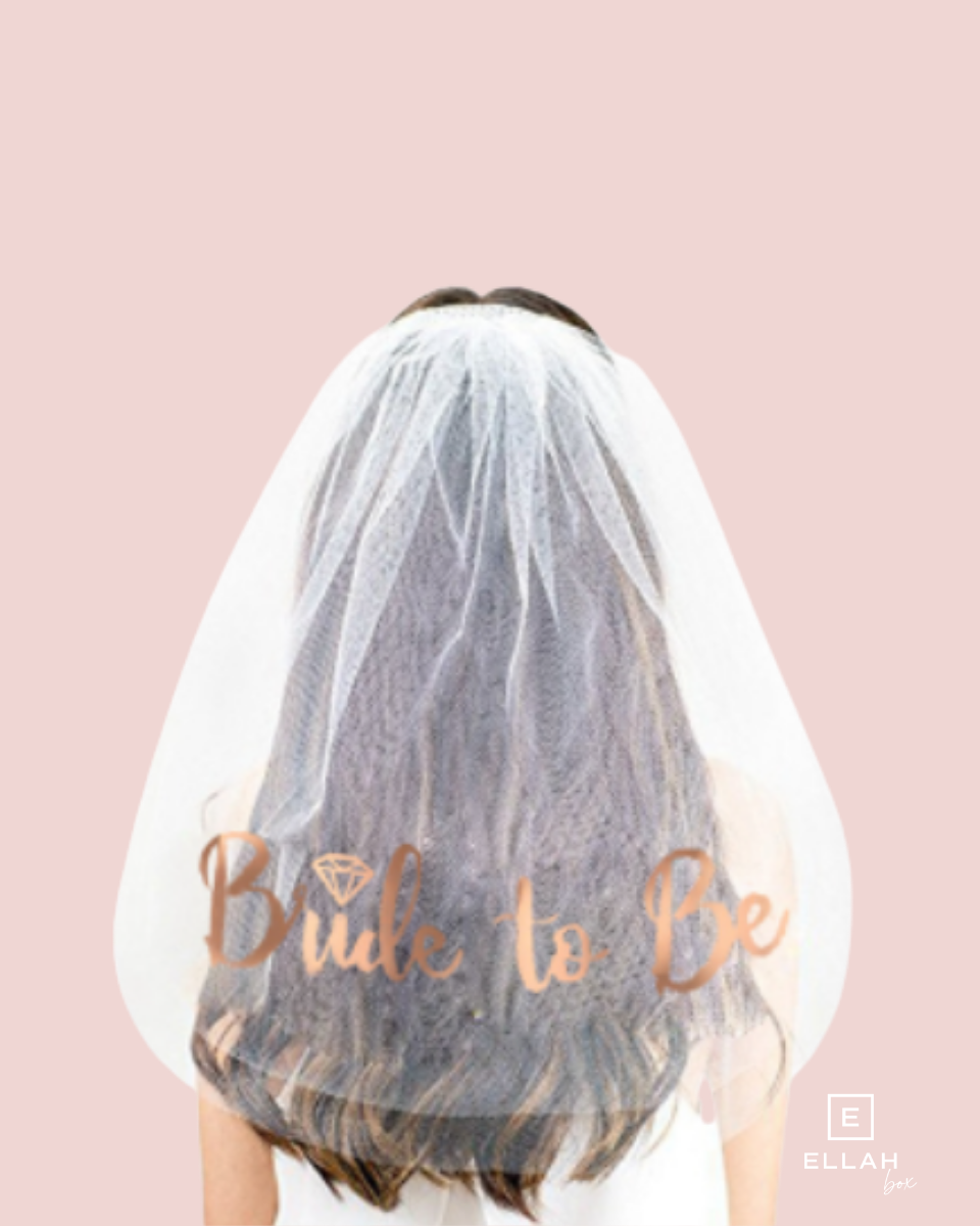 Pack Diadema + Banda + Velo de Novia + Tatuajes | En Blanco y Oro Rosa