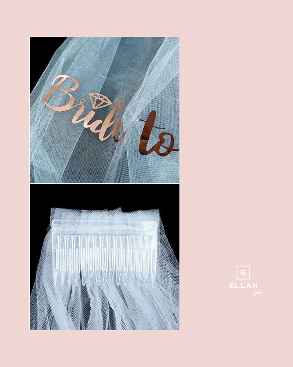 Kit Diadema + Banda + Velo de Novia | Blanco y Oro Rosa