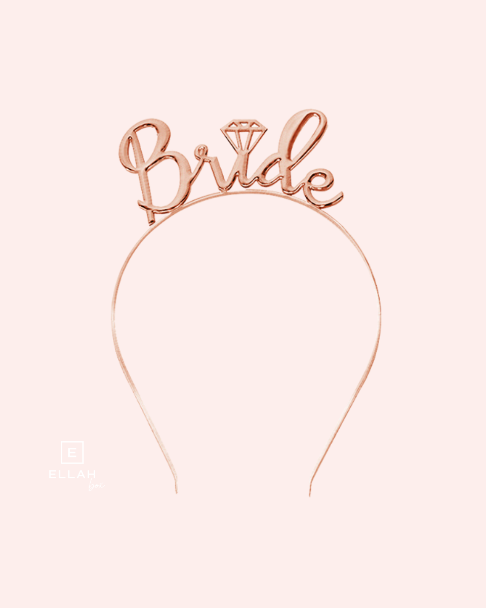 Kit Diadema + Banda + Velo de Novia | Blanco y Oro Rosa