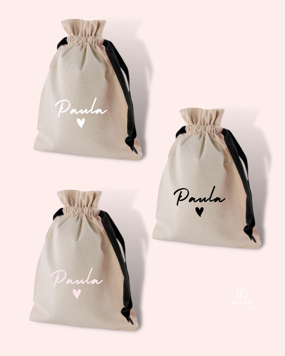 Bolsa de Tela con Terciopelo | Personalizada-Ellahbox-Bolsa de Tela | Personalizada para Regalar a Amigas o Testigos de Boda-Bolsa de tela personalizada para regalar a la novia o a las damas de honor. También puedes usarla para preparar un kit de testigos de boda muy original. Que hay amigas a las que se las quiere para siempre es un hecho. Y qué mejor que regalarles una bolsa de tela personalizada llena de amor y de "cositas monas".