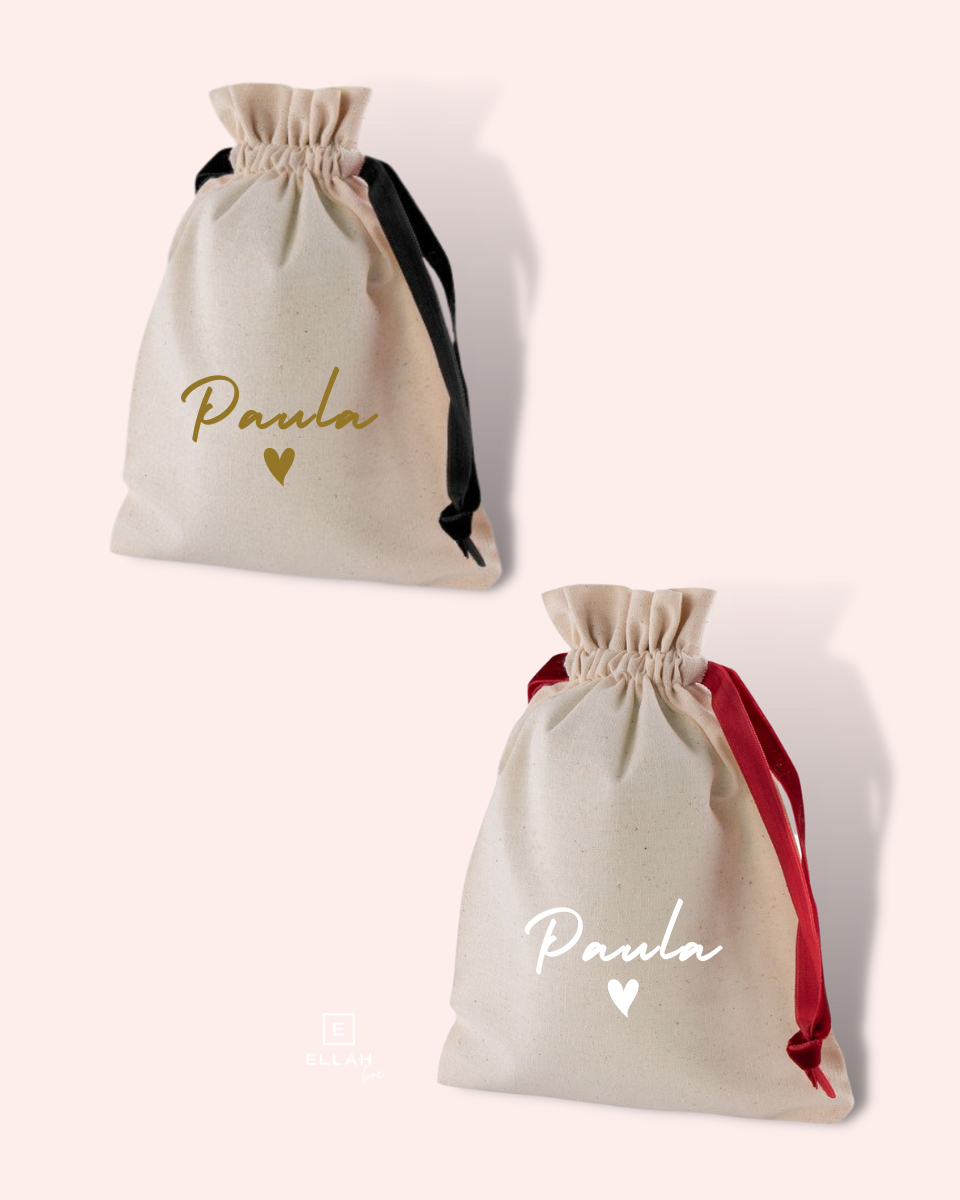 Bolsa de Tela con Terciopelo | Personalizada-Ellahbox-Bolsa de Tela | Personalizada para Regalar a Amigas o Testigos de Boda-Bolsa de tela personalizada para regalar a la novia o a las damas de honor. También puedes usarla para preparar un kit de testigos de boda muy original. Que hay amigas a las que se las quiere para siempre es un hecho. Y qué mejor que regalarles una bolsa de tela personalizada llena de amor y de "cositas monas".