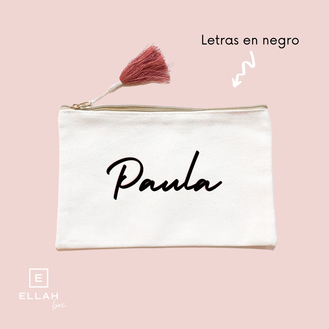 Neceser Blanco con borla rosa | Personalizado