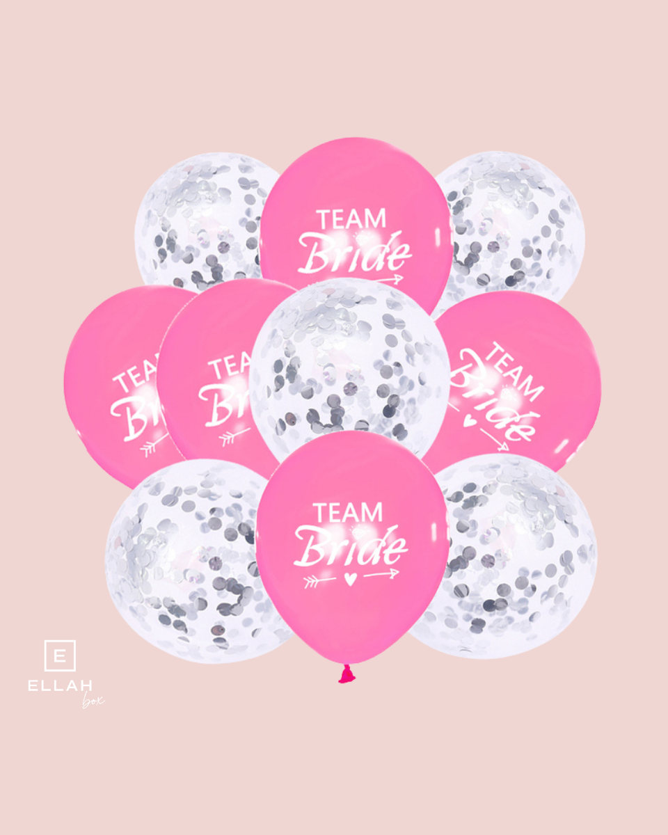 Globos de confeti Team Bride | Rosa + Plata