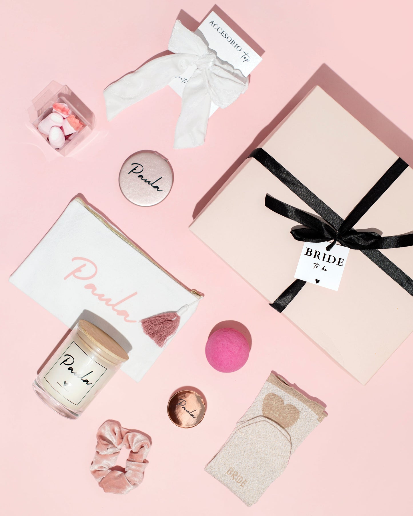 Espejo de piel vegana rosa metalizado | Personalizado