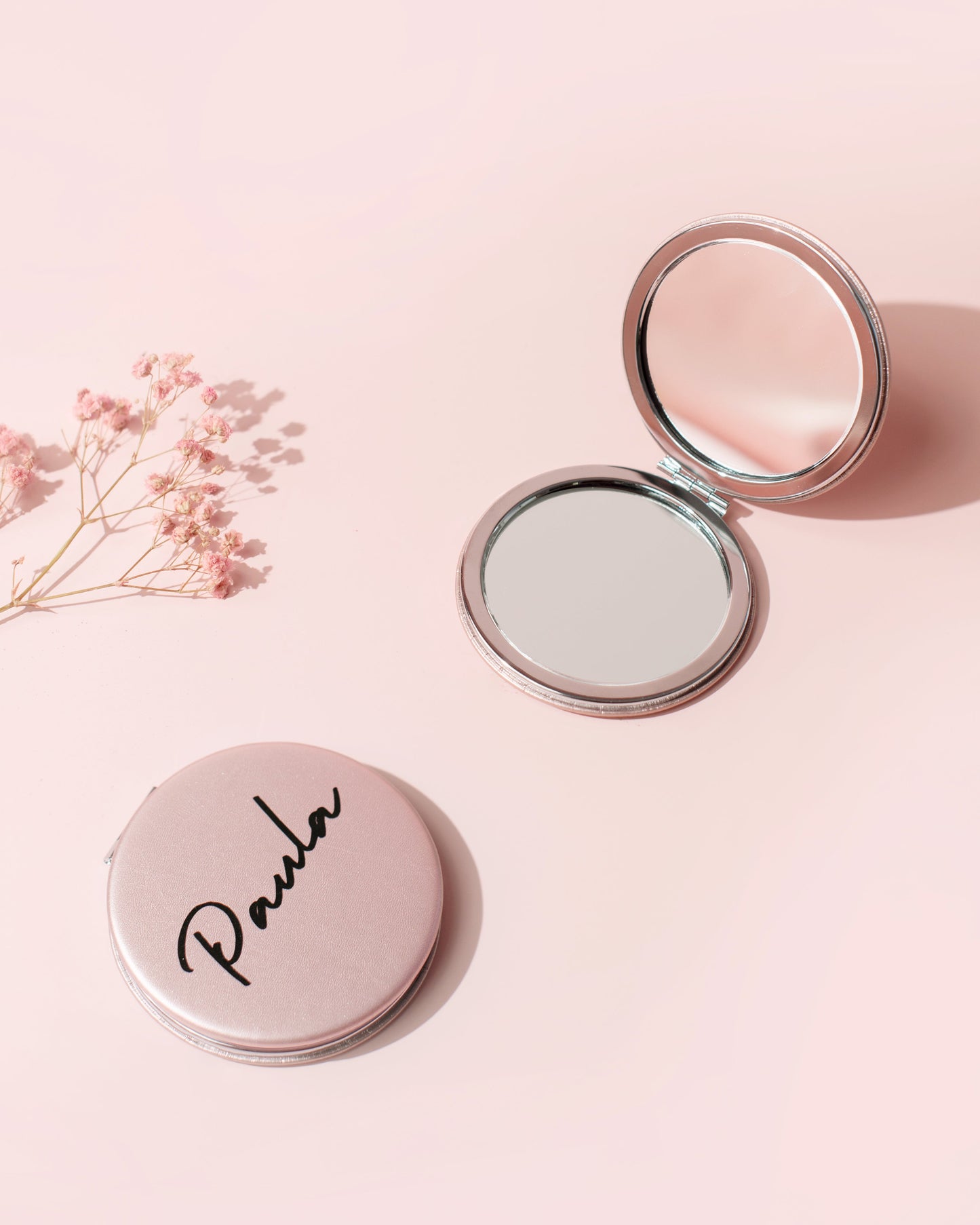 Espejo de piel vegana rosa metalizado | Personalizado