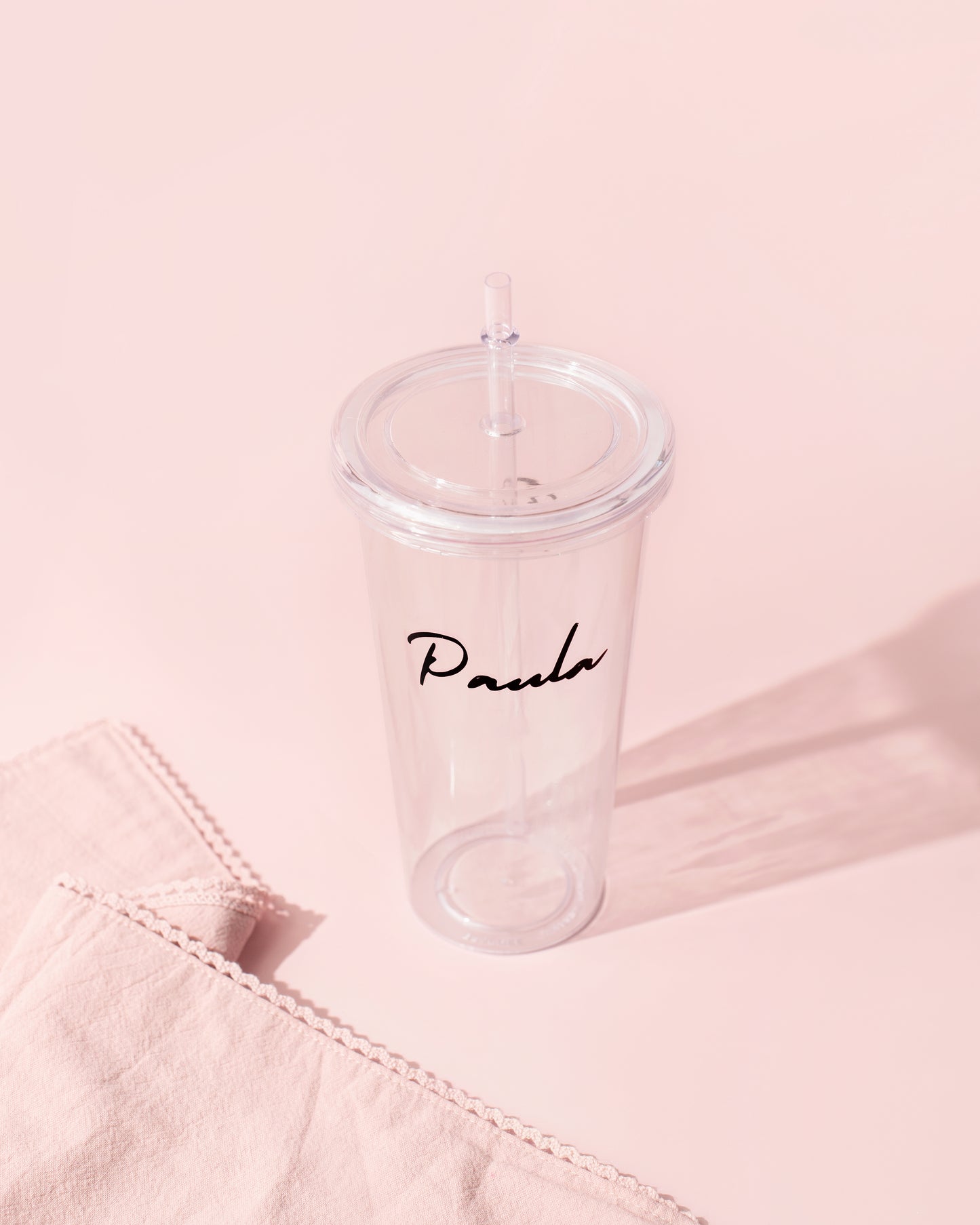 Vaso Transparente con Pajita | Personalizable