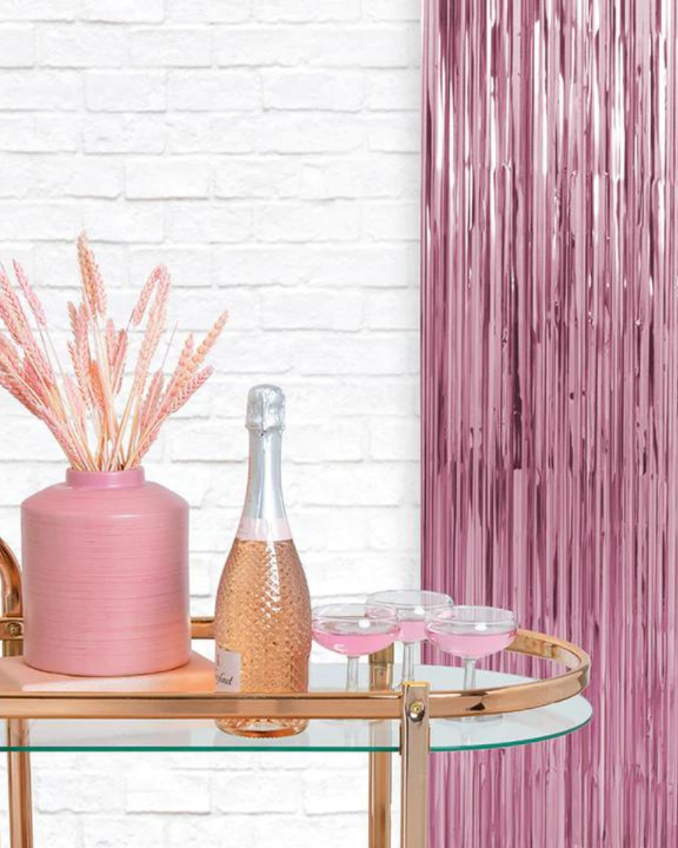 Cortinas de Flecos en oro rosa metalizado