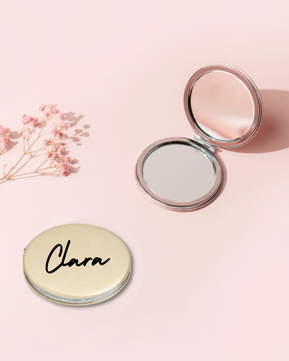 Espejo de piel vegana rosa metalizado | Personalizado