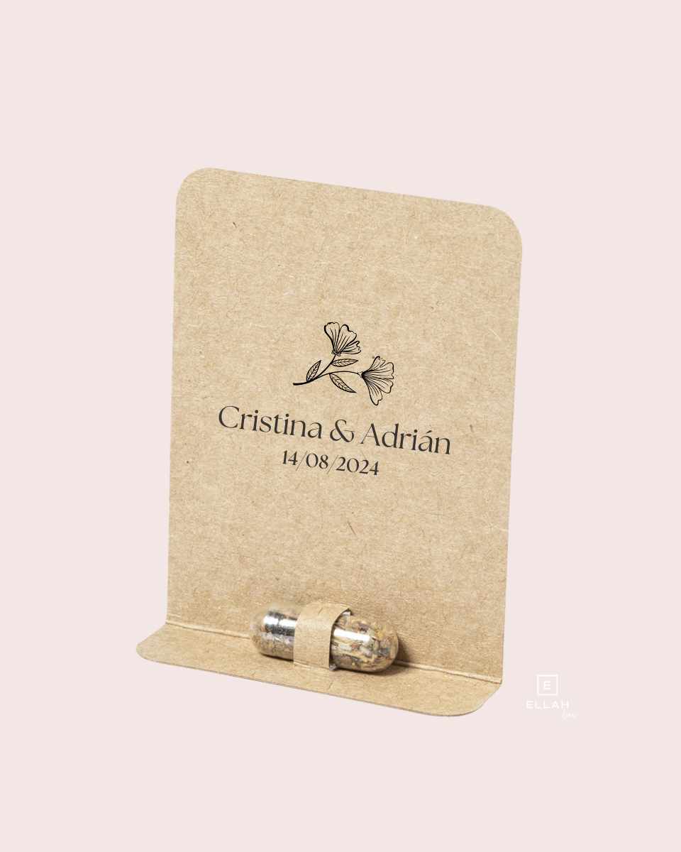 Tarjeta Cápsula de Semillas | Regalos de Boda para Invitados