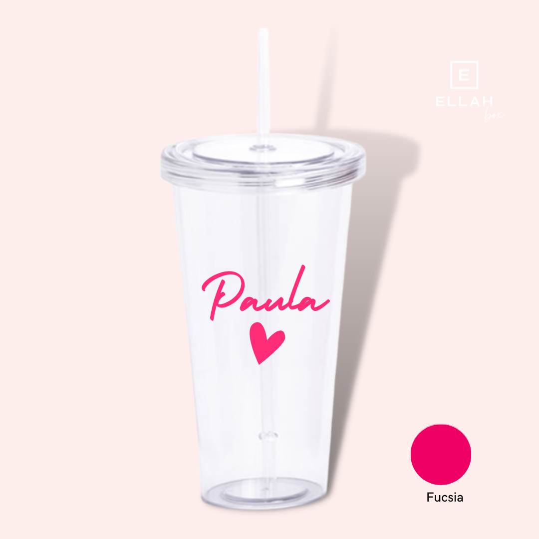 Vaso Transparente con Pajita | Personalizable
