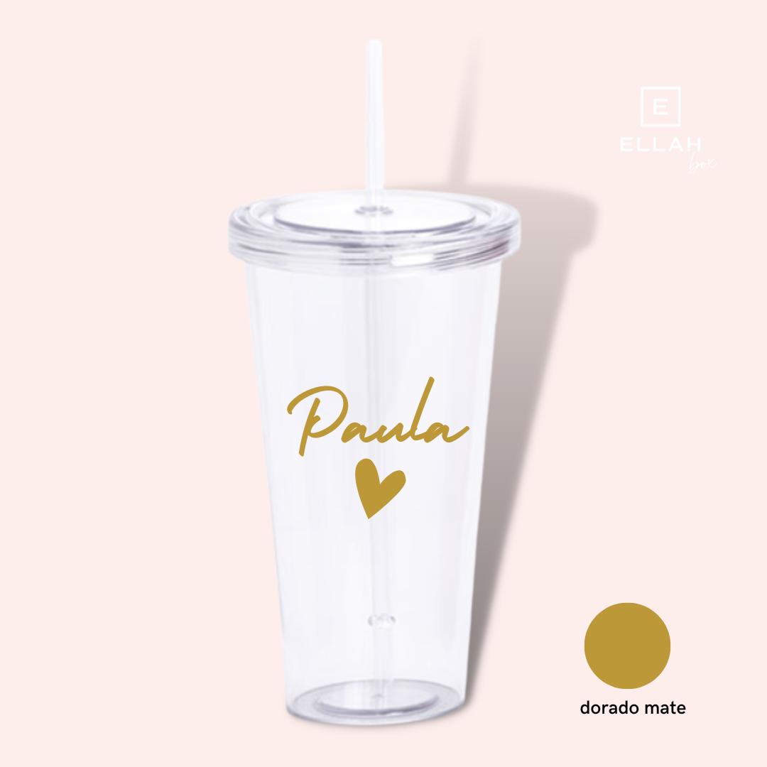 Vaso Transparente con Pajita | Personalizable