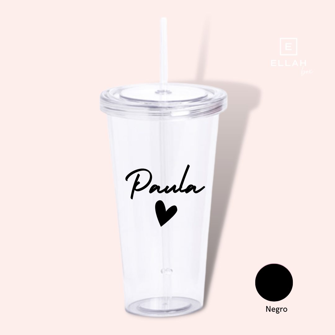 Vaso Transparente con Pajita | Personalizable
