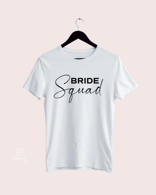 Camiseta Blanca con Letras Negras | Bride Squad