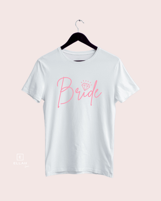 Camiseta Blanca con Letras Rosas | Bride