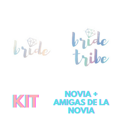 Tatuajes para Novia + Amigas de la Novia | Despedida de Soltera-ellahbox-Bride Tribe con diamante | Iridiscente-Ellahbox