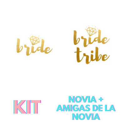 Tatuajes para Novia + Amigas de la Novia | Despedida de Soltera-ellahbox-Bride Tribe con diamante | Dorado-Ellahbox